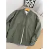 Chaqueta de aviador negra para hombre, primavera y otoño, de alta gama, hombro recto, estilo corto, estilo callejero americano, cuello alto, elegante chaqueta de béisbol