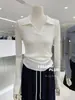 Malha Elegante Estilo Francês para Mulheres, Nova Moda Primavera, Design Estiloso, Top Interno Manga Longa Slim Fit