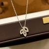 Colar Seiko Trevo de Prata de Lei S925 Feminino Pingente Folha de Oliveira Totalmente Diamantado Corrente para Clavícula Folha Lírio Envio Direto