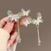 Nova Presilha de Cabelo Colorida com Flores e Borboletas Estilo Antigo com Borlas, Presilha Bico de Pato para Franja, Borlas de Flor
