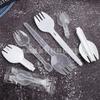 Tenedor y Cuchara Plegables Desechables, Cuchara y Tenedor Plegables de Plástico Engrosado, Empacados Individualmente, El Fabricante Vende Cucharas para Yogur y Pudín