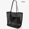 Bolsa de Playa de Malla Plegable, Bolso Tote de Hombro para Viaje, Bolsa de Almacenamiento Multiusos de Gran Capacidad para Ropa y Artículos Varios