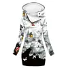 [Procesamiento Personalizado] Gabardina Gruesa de Invierno con Capucha Estilo Europeo y Americano, Impresión Digital 3D para Mujer, Longitud Media