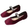 Zapatos Planos de Ante con Pedrería de Nuevo Tamaño Transfronterizos para Mujer, Cómodos de Punta Cuadrada, Boca Poco Profunda, Ligeros, para Todas las Estaciones, Zapatos de Trabajo