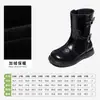 Botas de cuero infantiles Snuffy para niñas, botas altas, nuevo estilo otoño e invierno 2026, botas de una sola pieza con temperamento de moda de pequeña princesa, botas de suela blanda