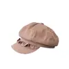 Gorra Plisada de Encaje Octagonal Vintage para Mujer, Nuevo Estilo Primavera, Versátil Estilo Británico, Elegante Gorra de Boina Protectora del Sol