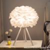 Lámpara de Mesa de Plumas, Lámpara Decorativa de Plumas de Ganso Natural de Lujo Ligero, Lámpara de Atmósfera Romántica, Lámpara Guía para Sala de Transmisión en Vivo, Luz Nocturna de Decoración Navideña