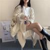 Suéter Tricotado Estilo Ins Preguiçoso Japonês Vintage para Mulheres Outono e Inverno 2026 Casaco Meio-Comprimento Solto e Estiloso Versão Coreana