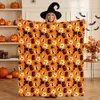 Manta de Flanela Halloween Estampa de Fantasma Laranja Abóbora Manta de Sofá Decoração de Casa de Outono Fabricante Atacado