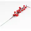 17 Ramas de Frijol Rojo Frutas Pequeñas Simuladas Decoración Navideña DIY Bayas Rojas Accesorios para Árbol de Navidad Disparos Ramas de Bayas