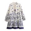 Atacado 2024 primavera novo estilo europeu e americano vestido mini solto de manga comprida estampado feminino