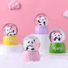 Oso de fresa de dibujos animados creativo bola de cristal luminosa bola de cristal de nieve luz nocturna de resina adornos de copo de nieve iluminación regalo