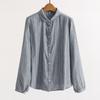 Día de Exportación de Comercio Exterior Etiqueta de Corte Único Cómodo Doble Capa Hilo de Algodón para Bebé Cuello Yuanbao Camisa de Algodón a Cuadros y Rayas Top para Mujer