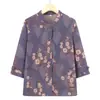 Camisas Finas de Primavera e Outono para Idosas da Vovó, Conjuntos Femininos de Verão com Manga Três Quartos, Roupas de Outono para Meia-Idade e Idosos