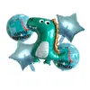 Nuevo Globo Metálico de Dinosaurio Lindo Corona Decoración de Fiesta Bosque de Dinosaurios Arreglo de Globos de Película de Aluminio de Dinosaurio Venta al por Mayor
