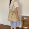 Bolsa de Tote Tejida con Cara Sonriente Amarilla 2026 para Mujer, Bolso de Hombro Hueco de Diseño de Nicho, Estilo Chica Energética
