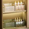 Caja de Almacenamiento de Gabinete con Espejo de Lujo Ligero, Organizador de Caja de Almacenamiento Transparente, Organizador de Maquillaje y Productos para el Cuidado de la Piel para Encimera de Tocador de Baño