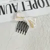 Grampo de Cabelo com Laço de Tecido Liso Colorido Japonês Coreano Pente Inserido Estilo Delicado Menina Doce Parte de Trás da Cabeça Topo do Crânio Pente de Cabelo