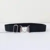 Nuevo Cinturón Elástico con Hebilla de Corazón Moda para Mujer Versátil Elástico Decorativo Cinturilla Moldeador Corporal para Vestidos Cinturón de Mujer