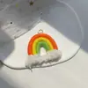 Pendientes de Borla de Algodón Estilo Nórdico Joyería Colgante Accesorios Llavero Arcoíris Trenzado Pequeño Hecho a Mano DIY