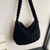 K-Style Ins Bolsa Tote Plissada Nuvem Trendy Grande Capacidade Bolsa Crossbody Macia Menina Cor Pura Bolsa Bolha Simples