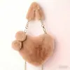 Versión Coreana del Nuevo Bolso Versátil Love Bolso de Felpa de Otoño Bolso de Mujer Bolso de Hombro Bolso de Mano Bolso Cruzado con Cadena para Mujer
