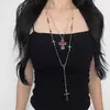 Collar de Cadena para Clavícula de Mujer con Cuentas Cruzadas Multicapa Dulce y Fresco Sexy Retro Punk de Gama Alta Nicho