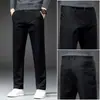 Calças Casuais Masculinas de Cor Sólida Espessadas com Forro de Lã Outono e Inverno Largas Retas Tendência de Inverno Roupa de Negócios para Jovens Calças de Terno