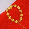 Pulseira Estilo Nacional Flor Rosa Dourado Areia Vietnamita para Mulheres, Cor Duradoura, Latão Imitação Pixiu, Joia Novo Estilo Chinês