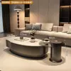 Mesa de centro de madera maciza color nogal, estilo francés minimalista moderno de lujo ligero, para uso en sala de estar, estilo wabi-sabi minimalista de alta gama color crema