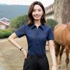 Camisa de Verano de Manga Corta Azul Claro Unisex Negocios Slim-fit Algodón Profesional Vestido Ropa de Trabajo LOGO Bordado