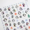 2025 Nuevas Pegatinas Lindas de Pingüino de Gel para Uñas Uñas de Copo de Nieve Decoración para Cámara de Teléfono Móvil Adhesivo Impermeable DIY