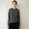 Moda de inverno feminina novo suéter de cashmere puro, 100% cashmere de cabra puro, suéter quente de malha com capuz de cor sólida versátil