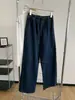 Pantalones rectos de mezclilla con retazos azul oscuro estilo retro para mujer, versión coreana otoño 2026, pantalones de pierna ancha de cintura alta adelgazantes, disponibles para venta al por mayor