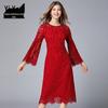 Europeia e americana saia de tamanho grande menina gordo novo chifre manga pesada saia artesanal Palace vintage vestido de renda solto