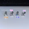 Pendientes de Hélice de Hueso de Oreja de Mariposa Azul Zirconia Cúbica Ultra Brillantes de Lujo Ligero Acero de Titanio Pendientes de Piercing de Oreja Pendientes de Gama Alta Que No Necesitan Ser Retirados