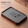 Bandeja de té de piedra negra imitación, juego de té integrado totalmente automático, uso doméstico, adecuado para té kung fu, compatible con placas de inducción, mesa de té grande para sala de estar, material natural