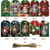Transfronterizo 50 Piezas de Tarjetas de Bendición de Gnomo de Feliz Navidad Diseño de Papá Noel Reno Etiquetas de Regalo Colgantes Decorativos