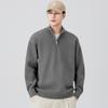 Otoño e Invierno Nuevo Punto de Lana con Media Cremallera para Hombre Cuello Alto Estilo Perezoso de Gama Alta Suéter Holgado Prenda Base de Punto Chaqueta