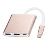 Adaptador 3 en 1 de Tipo C a HDMI Cable convertidor 4K Convertidor para teléfono móvil y portátil Cable de alta definición Estación de acoplamiento