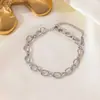 Pulseira Grossa Redonda de Corrente Cubana Aço Titânio Banhado a Ouro 18K Corrente Hip-Hop Feminina Camada Única Acessórios de Pulseira de Aço Inoxidável