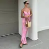Venta Caliente Transfronteriza de Amazon Nueva Sexy Chica Caliente Estampado Cuello en V Falda tipo slip Abertura Lateral Espalda Descubierta Vestido de Cadera
