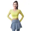 Roupas de Yoga Femininas Outono e Inverno Malha Sexy Top Esportivo com Bojo Emagrecedor Manga Longa Pilates Treinamento Roupas Fitness