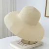 Chapéu de palha de aba larga estilo Hepburn retrô de verão para mulheres, chapéu de sol de praia para proteção solar