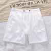 2022 Verano Nuevo Pantalones de Playa para Pareja Casual Color Puro Cinturón Pantalones de Red Pantalones Grandes Moda Shorts para Hombre