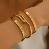Pulseiras de Aço Inoxidável Douradas da Moda Mais Vendidas na Europa e América, Não Desbotam Facilmente, Joias de Aço Inoxidável 18K, Braceletes Dourados