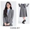 Conjunto de otoño para estudiantes universitarias petite: traje formal bordado para entrevistas, traje de falda profesional, conjunto de traje estilo preppy para mujer