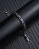 Pulsera de acero de titanio de gran venta transfronteriza europea y americana para hombre, estilo hip hop punk, pulido, chapado en negro retro, pulsera personalizada moderna y genial.