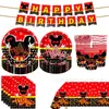 Nuevos Platos de Papel Desechables Decorativos, Vasos, Banderines y Decoraciones Colgantes para Fiestas de Cumpleaños Infantiles con Tema de Mickey de Amazon