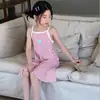 Vestido de tirantes estilo Little Chanel para niña, Nuevo vestido de moda de verano para niños, Elegante vestido de princesa con volantes para niñas, Ropa para niños